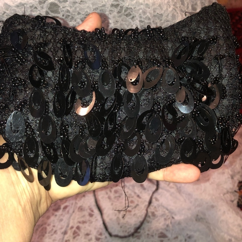 Elegant Black Sequin Clutch